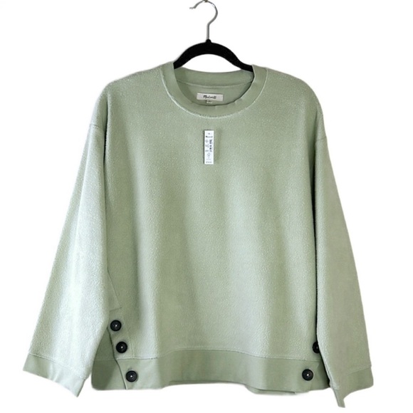 NEW Madewell Sweatshirt Brushed Side Button Details Relaxed Pullover Womens S - Picture 3 of 10